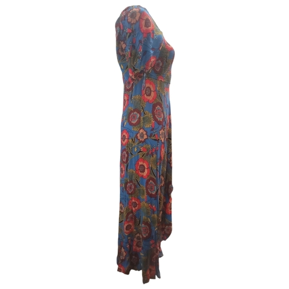 Band of gypsies Floral Blue yellow red Maxi Dress sundress xs - Picture 2 of 7
